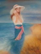 Sea Breeze Music from a sea shell, Oil painting by June Hardin, USA 1999